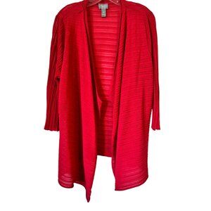 Chico's Long Open Tunic Ribbed Long Sleeve Like New Orange Sweater Cardigan